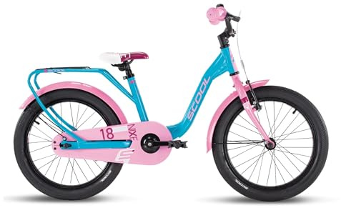 S’COOL niXe Kinderfahrrad 16 Zoll / 18 Zoll – Mädchenfahrrad mit ergonomischer Sitzposition – hochwertige Komponenten – für Kinder ca. 4–7 J. – Körpergröße ca. 100–120 cm