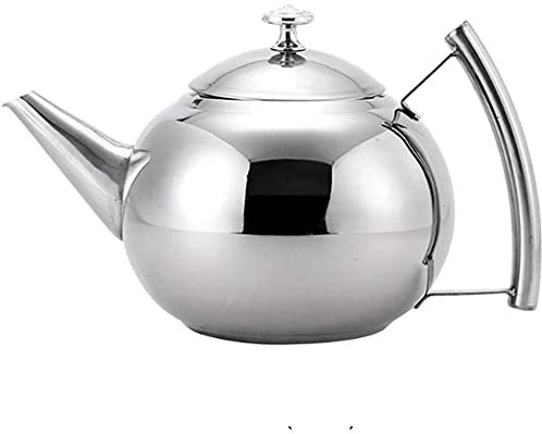 Cuisinière Bouilloire sifflante Théière en acier inoxydable épais Poignée résistante à la chaleur Convient pour le restaurant de bureau à domicile (Argent 1L)