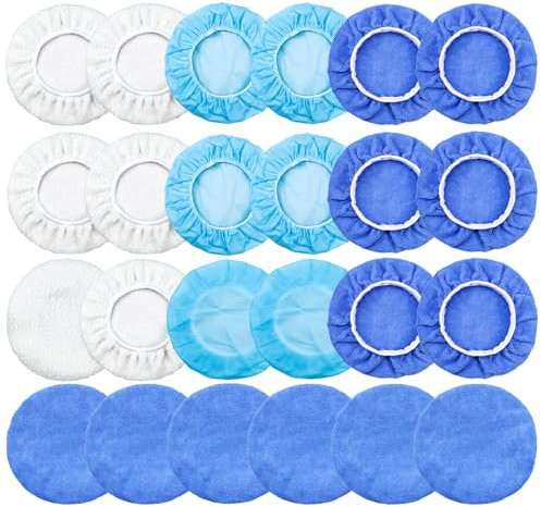24 pezzi di tamponi per auto, cuffiette in microfibra per lucidatura per lucidatrice a tampone orbitale, set di cuffiette per lucidatori da 5 a 6 pollici per lucidatrice