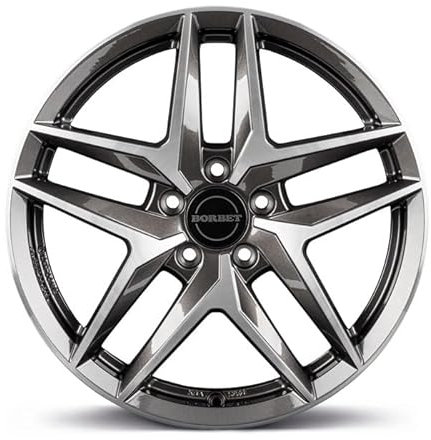 4x Borbet Felgen Z 7.5x18 ET50 5x112 mistral anthracite glossy polished kompatibel mit VW Caddy Cross e-Golf Golf ID.3 Jetta Touran