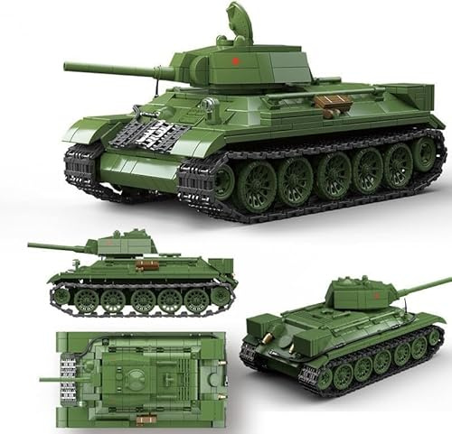 KeKeDuo Technik Panzer Bausteine Bauset, 943 Teile Militär T34/76 Mittlerer Panzer Modellbausatz, Klemmbausteine Tank Konstruktionsspielzeug Kompatibel mit Andere Marken