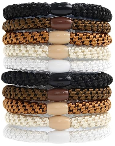 GLPRKOW Lot de 10 élastiques à cheveux de couleurs mélangées pour cheveux épais sans dommages sans plis