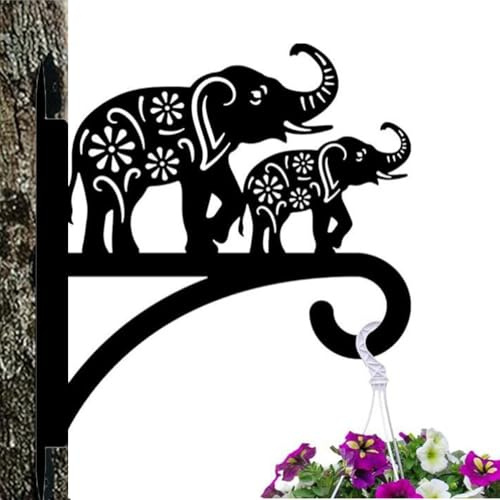 Cciphy 1 soporte para plantas colgantes de hierro con forma de elefante, con diseño de silueta de animal, gancho para colgar en la pared con tornillos, soportes resistentes para colgar en interiores y