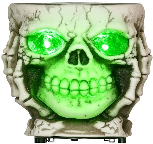 HOMCOM Halloween Dekoration Elektrisch Garten Skelett Ø16cm Edelstahl | Decoration, Skelett-Utensilien, mit Leuchtenden Augen, Furchteinflößendem Klang