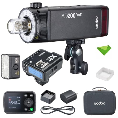 GODOX AD200 Pro II Flash TTL AD200Pro II 200 WS 2,4 G + déclencheur de Flash X2T-N pour Nikon, Recyclage 0,01-1,8 s, monolight de modélisation LED Bicolore pour appareils Photo Reflex numériques