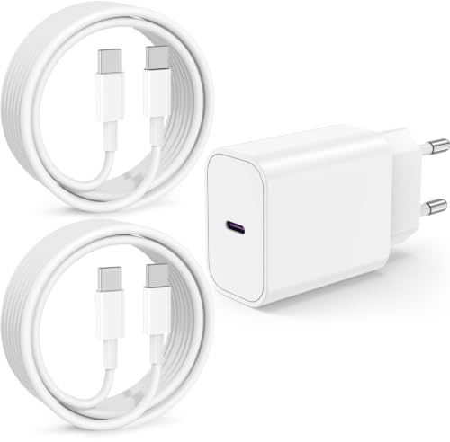 Chargeur Rapide USB C pour iPhone 17 16 15, 2M Long Cable de Type C vers C et 20W USBC Fast Bloc Adapta Prise Murale pour Apple iPhone 17 Pro Max/17 Air/16 Pro Max/16 Plus/15 Pro/15 Pro Max/15 /iPad