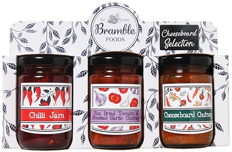 Cheeseboard Selection Savoury Set for Food & Cheese Pairing - Cheeseboard Chutney, Chilli Jam & Sun Dried Tomato and Smoked Garlic Chutney (3 Pack) Vegan, Vegetarian