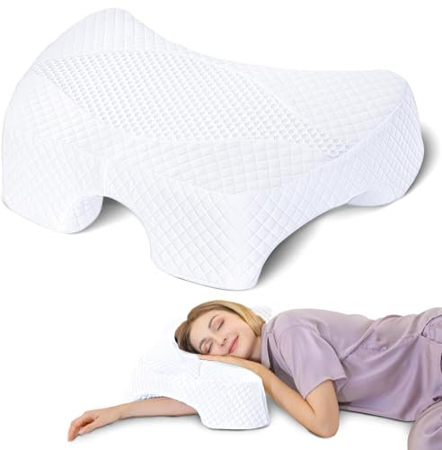 SAHEYER Almohada Cervical, Almohada para Dormir de Lado con Agujero para el Brazo, Almohada Ergonómica para Cuello y Hombros, Almohada Ortopédico Cervical para Muchas Posiciones para Dormir