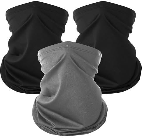 KEYRI 3 Stück Multifunktionstuch Schlauchschal Loopschal Winddicht Winter Loop Schal Herren Damen Neckwarmer Elastiche Schnelltrocknend Ski Maske Warmer für Skifahren Radfahren (2 Schwarz + 1 Grau)