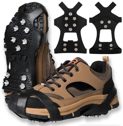 Spikes für Schuhe Winter, Spikes Schuhe Schuhkrallen mit 10 Zähne, Outdoor Schuhkrallen Spikes für Wanderschuhe, Antirutsch Schuhspikes, Schhukrallen Schuhspikes für Damen und Herren (B, M)