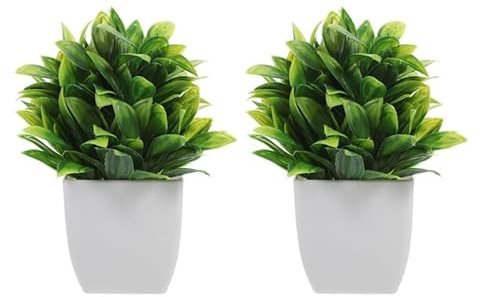 PERSELOSO Plantes Artificielles Bonsaï Réalistes en Pot 2 Pcs PP | Décoration Intérieure, Look Naturel Sophistiqué, Faible Entretien et Résistance à Décoloration