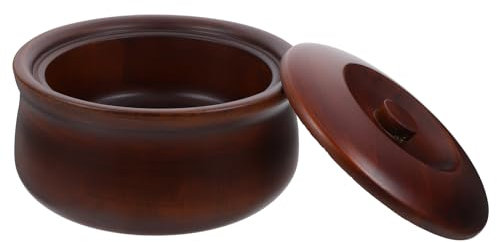 Didiseaon Tazón De Arroz y Fideos De Madera Natural Cuenco Decorativo Tapa Para Mantener Fresco