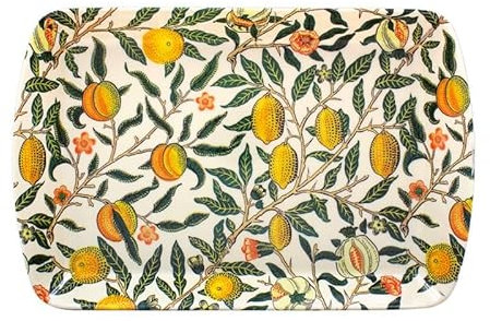 The Leonardo Collection Bandeja de frutas pequeña William Morris para cocina y hogar, bandeja antideslizante para servir alimentos, bandeja de servir para almuerzo y cena, bandejas de plástico para té