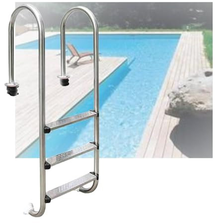 Échelle de piscine en acier inoxydable avec 2/3 marches pour entrée et sortie de piscine - Design durable pré-enterré (1 mm d'épaisseur) pour un accès facile