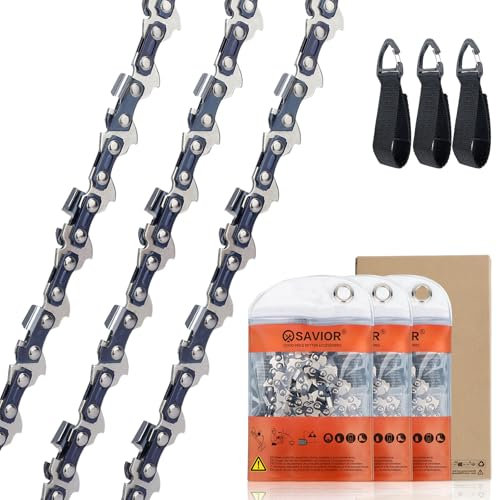 Savior 14 Inch (35 cm) Chainsaw Chain Compatible with Makita DUC353, Bosch AKE 35 S, Einhell, Husqvarna, Oregon and More - 3/8 LP .043 Gauge 52 Links, 3-Pack Replacement Chain