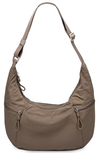 VASCHY Borsa Mezzaluna Donna Tracolla,Moon Bag Leggera in Nylon Marsupio Donna Tracolla Per Shopping/Viaggio/Lavoro/Mare