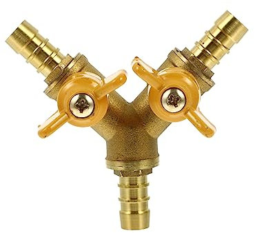 Holibanna Three Way Stop Valve Brass Water Shut Off Valve for Hose y Splitter Function for Garden Watering