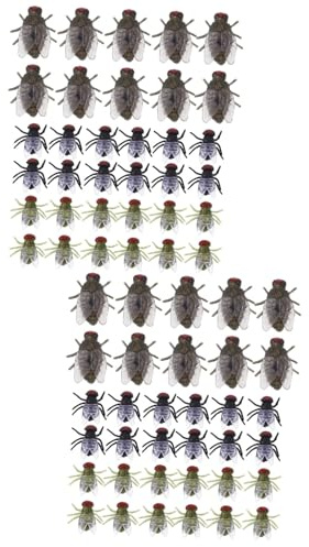 Kisangel 120 pièces Insectes Halloween Faux Réalistes Décoration Blagues Jouets Modèles Mouche pour Fêtes Carnaval