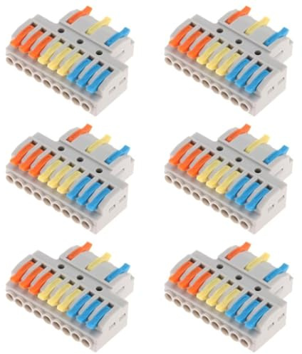 AEDIKO 6pcs Lever Wire Connectors 3 in 9 Out Circuit Inline Splices Electrical Wire Connector 28-12 AWG Quick Connect Splice Wire Connectors