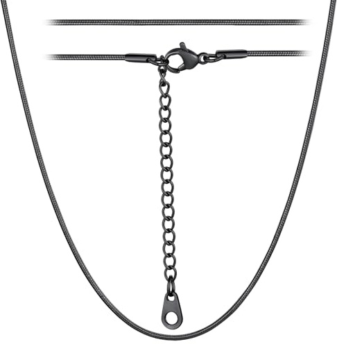 ChainsHouse Damen Schlangenkette Edelstahl Halskette Frauen Schlangen Kette 1/1.2/1.5/2mm dünne Kette Snack Chain in Silber/Gold/Schwarz/Rosegold Halsschmuck Accessoire für Anhänger, Länge 36-76cm