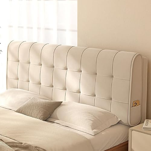 Cabecero Cubierta Cojín Almohada Individual/Doble/Queen/King Size Funda Para Cabeceros De Cama, Almohadas Para Cabecera De Cuña, Madera/Hierro, Protectora A Prueba De Polvo(Paste160×60×6cm,Beige)