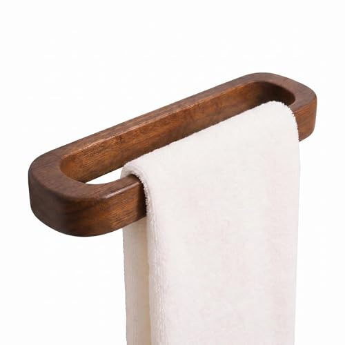 Small Wood Towel Holder, Wood Towel Rack, Wall Mounted Towel Bar for Bathroom and Kitchen, Natural Wooden Decorative Towel Rail, 10 Inch