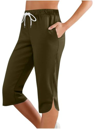 Generisch 2026 Pantalones de tres cuartos de mujer de moda con pantalones casuales de color sólido cómodos y cómodos para el día a día