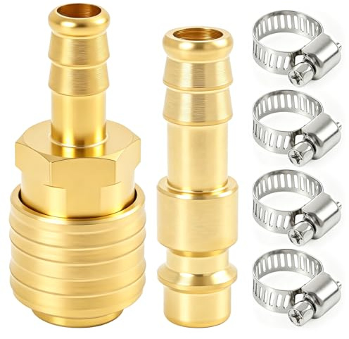 6PCS Kit complet de raccord rapideair comprimé en laiton pour raccord tuyau d'arrosage et compresseur à air portatif, comprenant raccord pneumatique et accessoire compresseur à air
