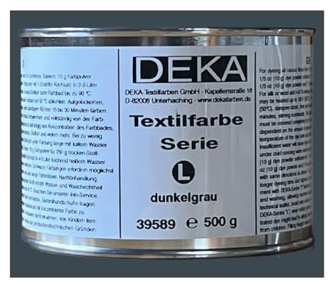CREATIV DISCOUNT DEKA-Textilfarbe, Batikfarben, Stoff-Färbefarben, Serie L, lichtecht, 500g (Dunkelgrau)