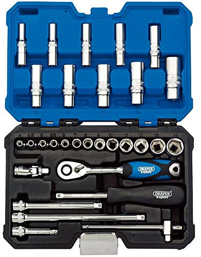 Draper 16444 1/4-Inch Square Drive Metric Socket 30 Piece Set , Blue
