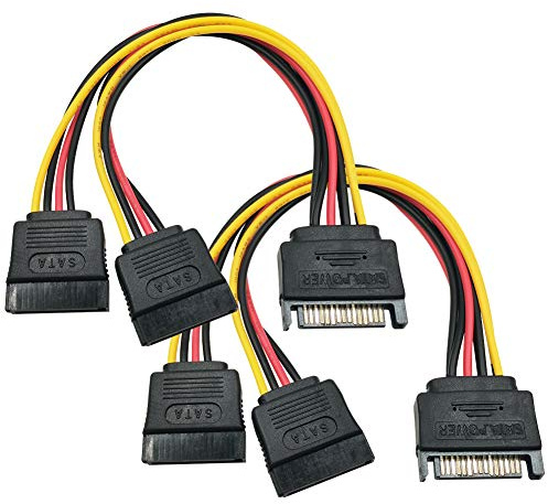 Yeung Qee Lot de 2 câbles répartiteurs d'alimentation SATA 15 broches mâle vers double femelle SATA 20,3 cm