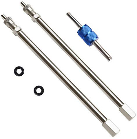 Aracey 6 Inch Dually Valve Stem Extenders,Set of 2Pcs,Heavey Duty,150mm Straight Metal Dual Wheel Valve Stem Extensions for Truck Tires, RV Tires, Motorhome, Coach, Pickup, Motorcycle, Bike, Trailer