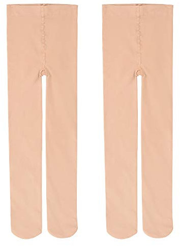 Kinder Ballett Strumpfhose Tanzstrumpfhose mit Fuß für Kinder und Damen (2 Paar Beige, L (über 140cm))