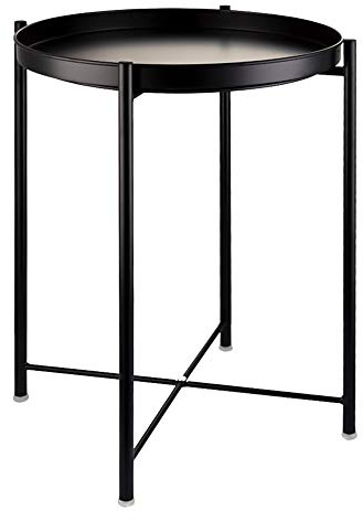 EKNITEY Small Side End Table - Metal Side Table with Removable Tray