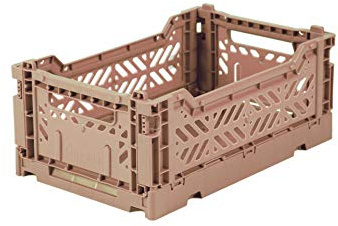 Ay-Kasa Klappkiste, stabile Faltkiste aus Kunststoff, stapelbar, warm Taupe, Mini (27x17x11cm)