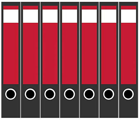 Ordneretiketten | 7 Aufkleber für schmale Akten-Ordner | Blut Rot | selbstklebende Design Akten-Etiketten | Deko Sticker für Rückenschilder Ordnerrücken | zum Beschreiben