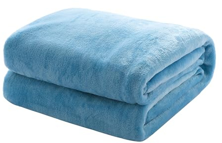 Kuscheldecke Flauschige extra weich & warm Wohndecke Flanell Fleecedecke, Falten beständig/Anti-verfärben als Sofadecke oder Bettüberwurf, Größe:240 cm x 270 cm, Farbe:Blau