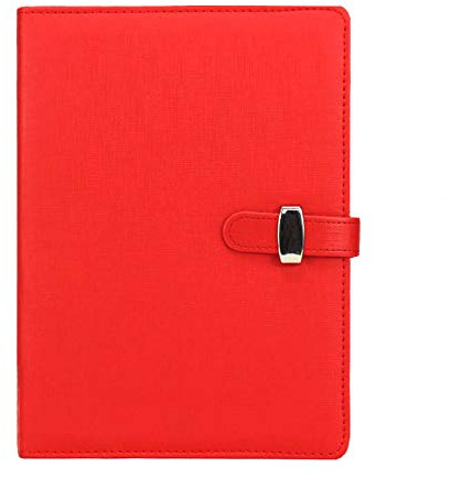 Nachfüllbares Notizbuch, PU-Leder, lose Blätter, Notizblock, klassisch, liniert, mit Tasche und Stifthalter, für Geschäftstreffen, Reisetagebuch (A6, rot)