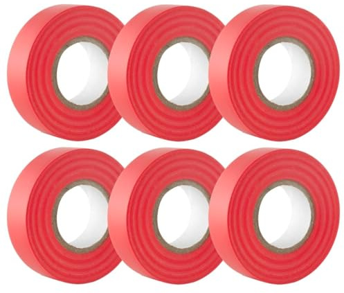 GTSE Isolierband Rot 19 mm x 20 m 6 Rollen | Strapazierfähig, selbstklebend, PVC, zum Schutz und Reparieren von Kabeln