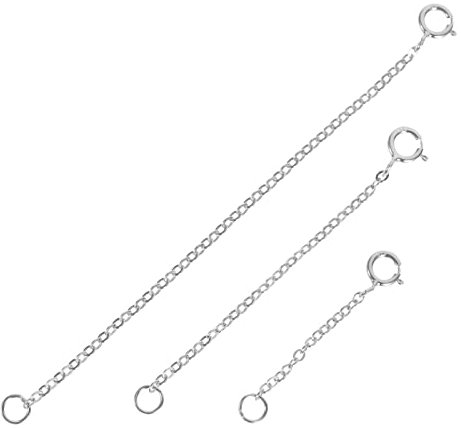 EXCEART 3pcs Kettenverlängerung Silber 925 Silber Verbindung Kette 3cm+5cm+8cm mit Verschluss für Halskette Armband Schmuckherstellung (Silber)