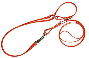 AKAH BioThane® Umhängeleine mit Halsung Orange 32-40 mm - Hundeleine Signalorange mit Halsband 19mm breit