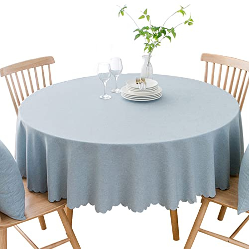 Runde wasserdichte Tischdecke Spill-Proof und Fleck Resistant Falten frei abwaschbare dekorative Stoff Tischdecke für Küche, Essen, Parteien, Buffet, Hochzeit (160cm, Hellblau)
