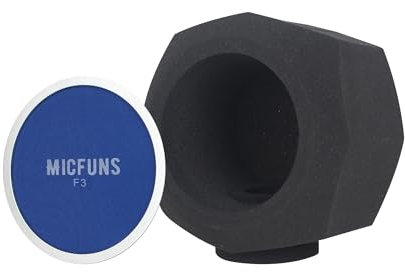micfuns F3 - Protector de viento para micrófono de estudio F3, filtro pop para cabina de aislamiento vocal de 1.77 a 2.36 pulgadas, equipo de estudio portátil, cubierta insonorizada (azul)