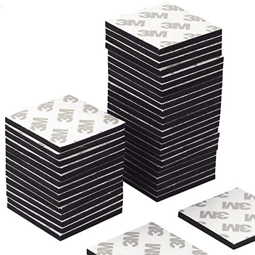 KAIAIWLUO Autocollants Double Face,50 PCS Tampons en Mousse Adhésifs Extra-Forts 3M Scotch Double Face Carrés Puissant Ruban Mousse pour Murs Porte de Plancher Plastique Lunettes