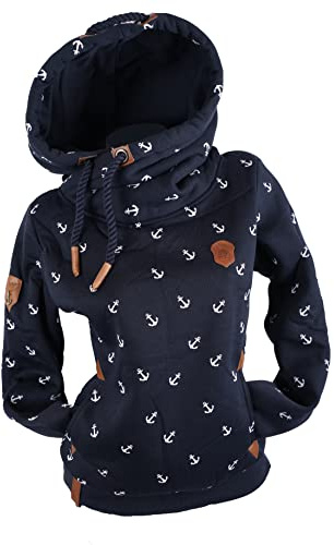 VIN TE Damen Kapuzenpullover Hoodie Sweatshirt Warmer Fleece Pulli Anker M - 3XL (as3, Alpha, x_l, Regular, Regular, Blau-2041, XL)