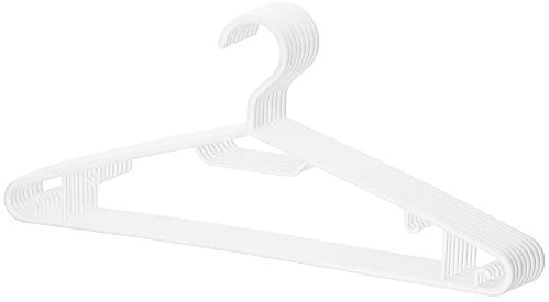 BERLONA Grucce classiche 10 pezzi, ganci laterali, leggere - Bianco | Superficie liscia che protegge i tessuti delicati, supporti per pantaloni e cinture, 41 x 18,5 cm, prodotte nell'UE