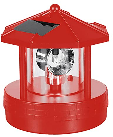 SPORTARC Solar-Leuchtturm, rotierender Leuchtturm, runde Unterseite, LED-Licht, für den Außenbereich, Garten, Landschaft, Hof, Rasen, dekoratives Licht, rot
