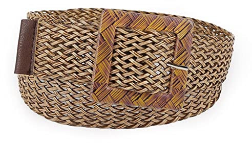 COOKOE Strohgürtel Frauen Geflochtene Taille Übergröße Damen Gürtel für Frauen Schnalle Boho Breite Kummerbunds Zopf Gürtel