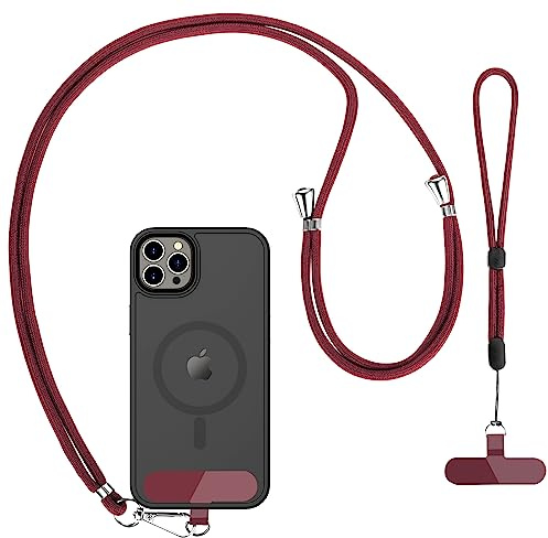 CACOE Cell Phone Lanyard, 1 Pcs Adjustable Neck Strap and 1 Pcs Wrist Strap,2 Pcs Pads,Universal Crossbody,Multifuctional Compatible with Most Smartphones