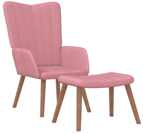vidaXL Relaxsessel mit Hocker Rosa Samt